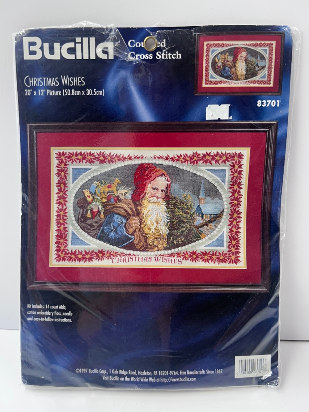 Bucilla Christmas Wishes Counted Cross Stitch Kit 83701 Vintage Santa Sack Toys